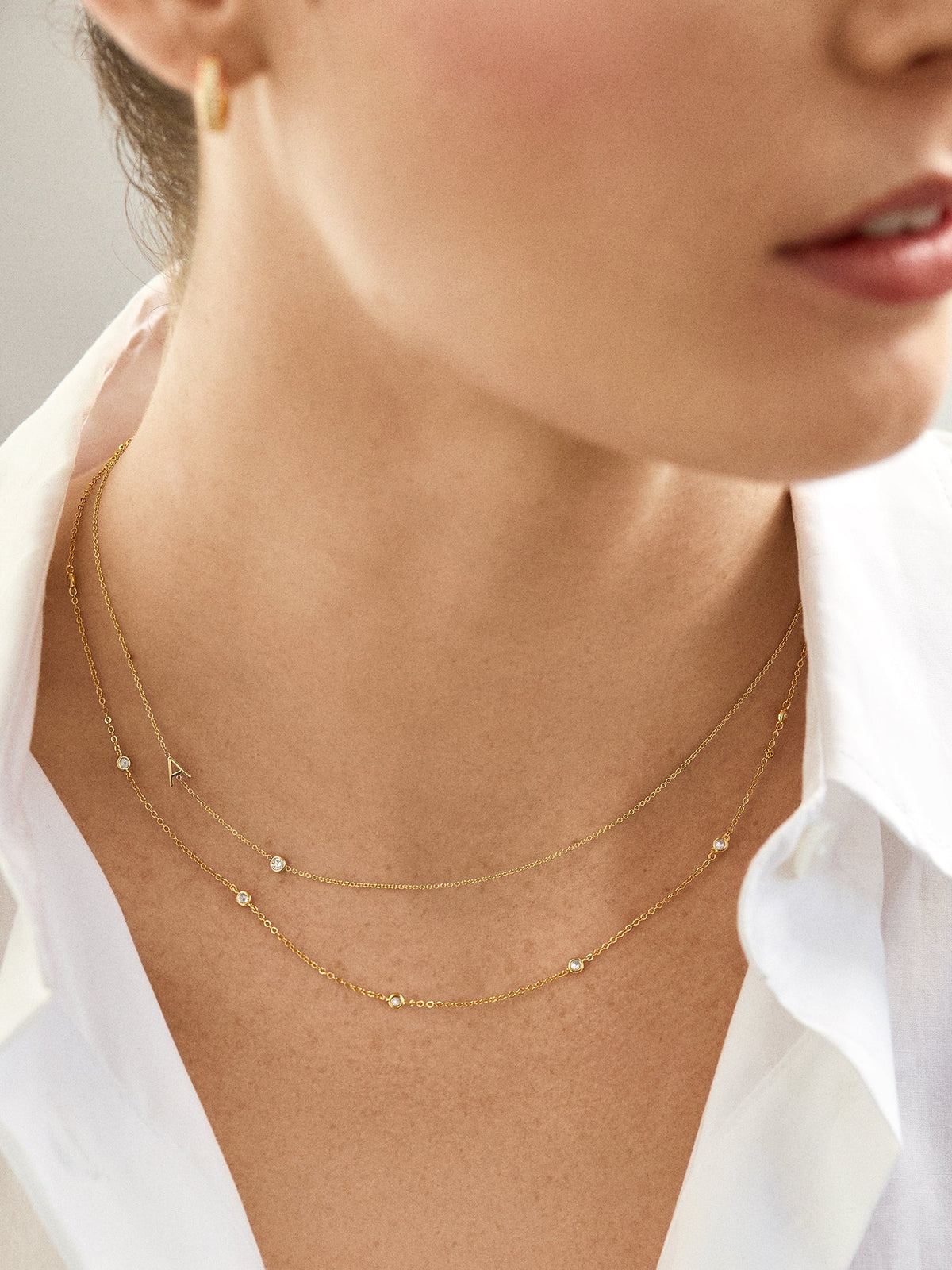 Maya Brenner Monogram Necklace with Diamond - Gold