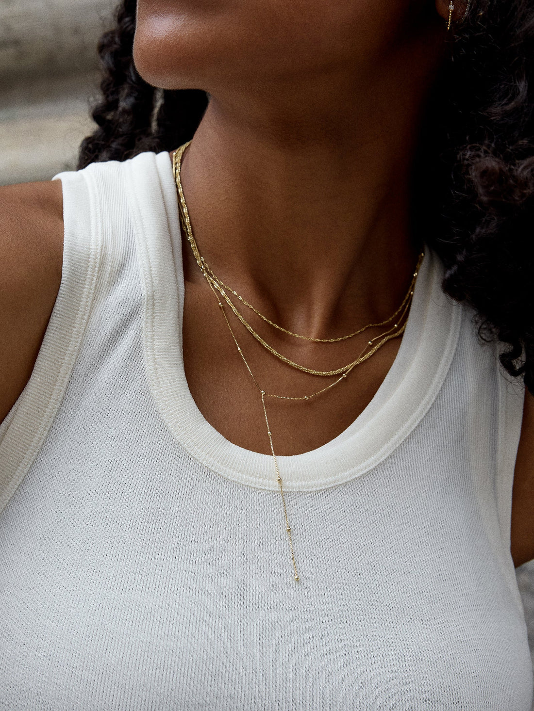 Carina Lariat Layered Necklace - Gold