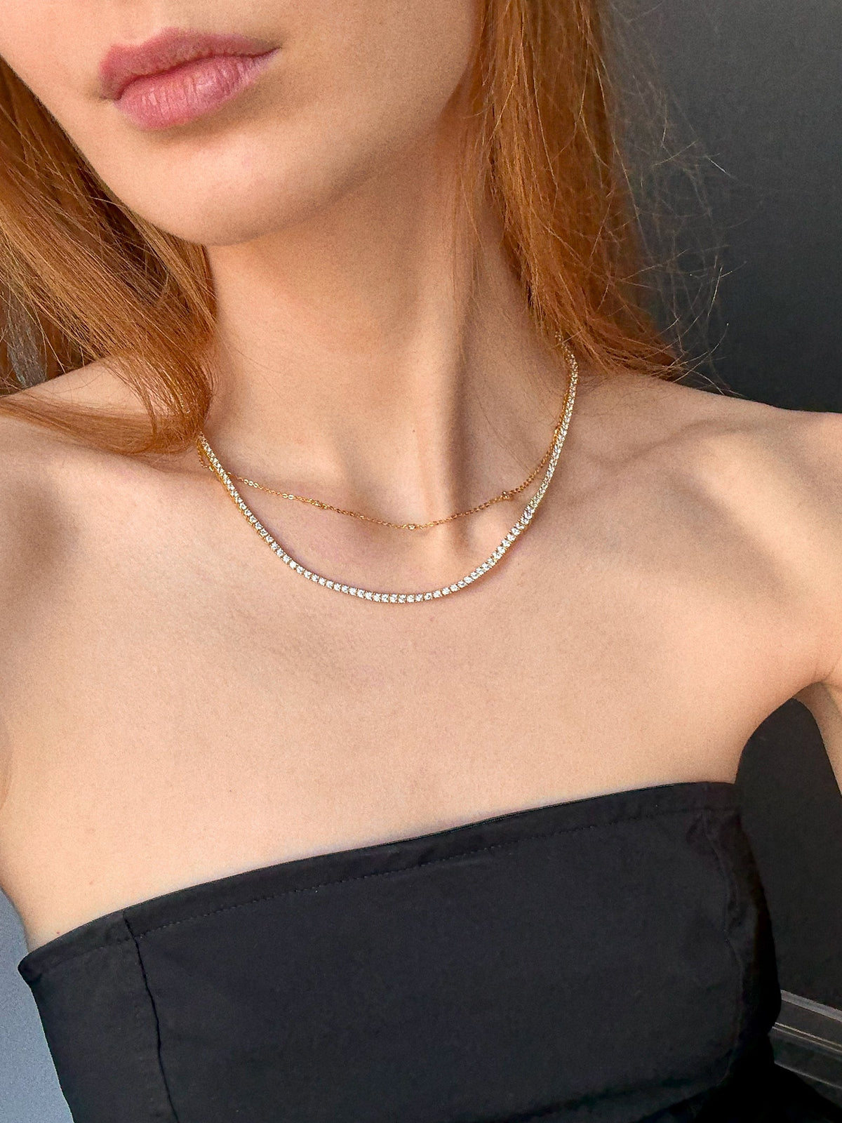 Billie Gold Tennis Necklace - Gold Plated Brass