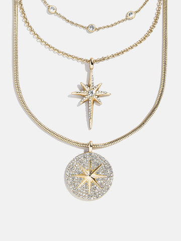 Lyra Celestial Layered Necklace - Gold/Pavé