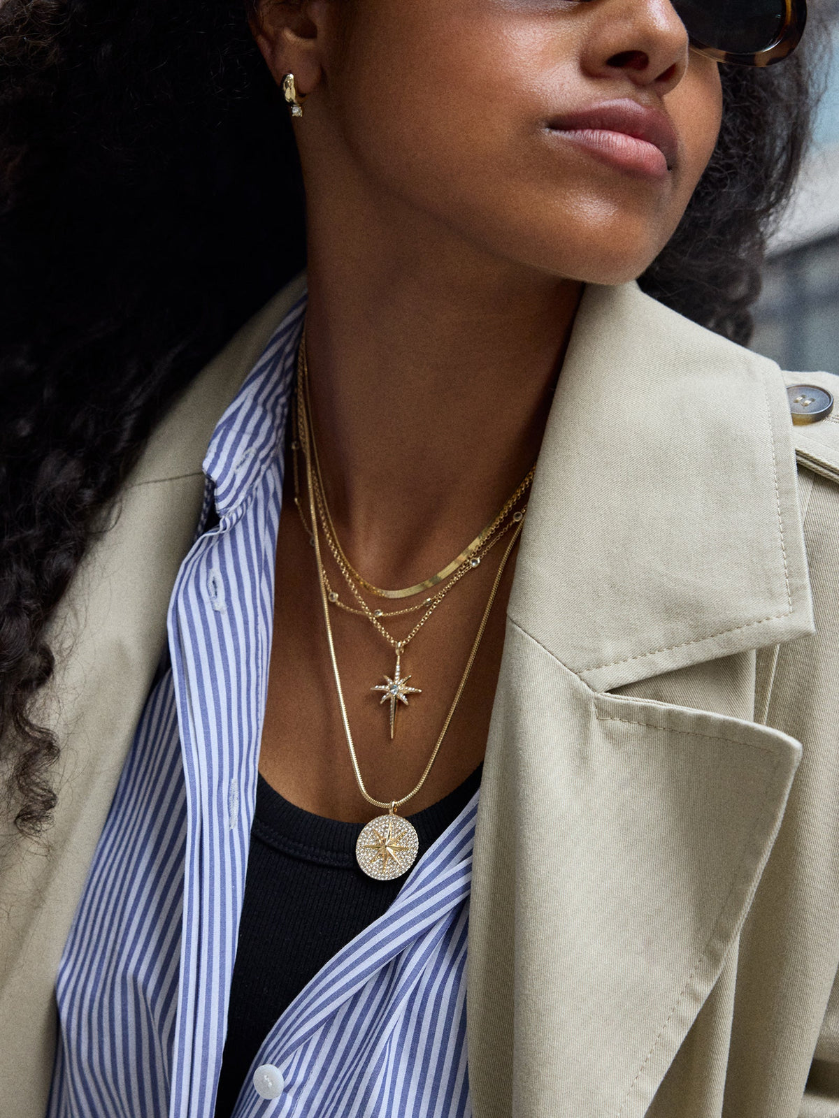 Lyra Celestial Layered Necklace - Gold/Pavé