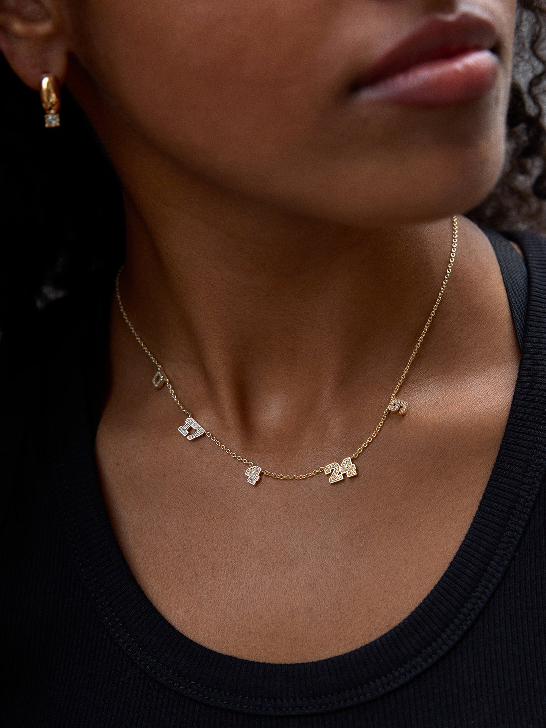 Varsity Gold/Pavé Number Custom Necklace - One Gold Station