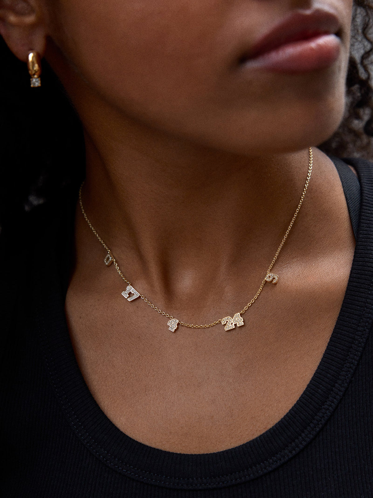 Varsity Gold/Pavé Number Custom Necklace - One Gold Station