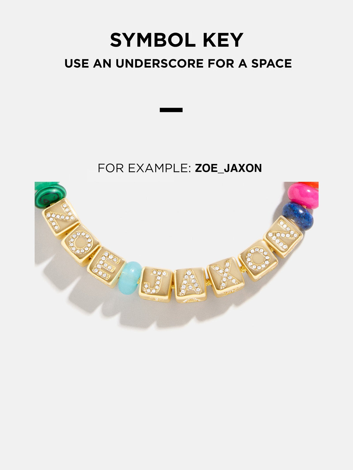 Block Letter Beaded Custom Necklace - Blue Multi