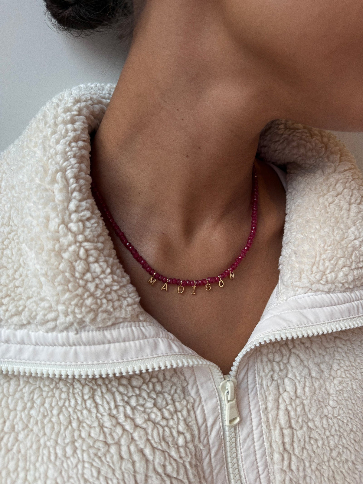 Mini Semi-Precious Custom Necklace - Red Jasper