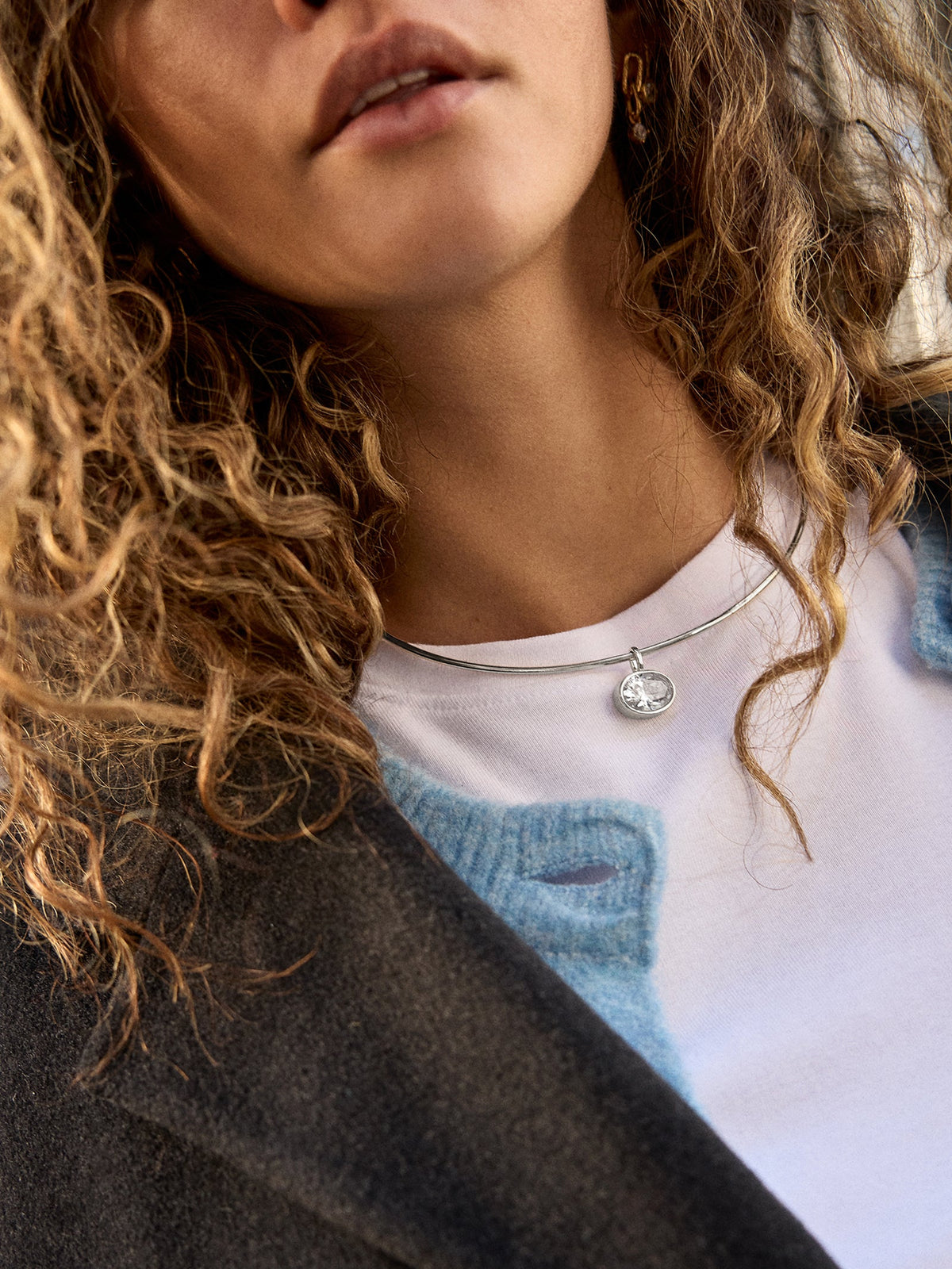 Lexi Crystal Collar Necklace - Silver