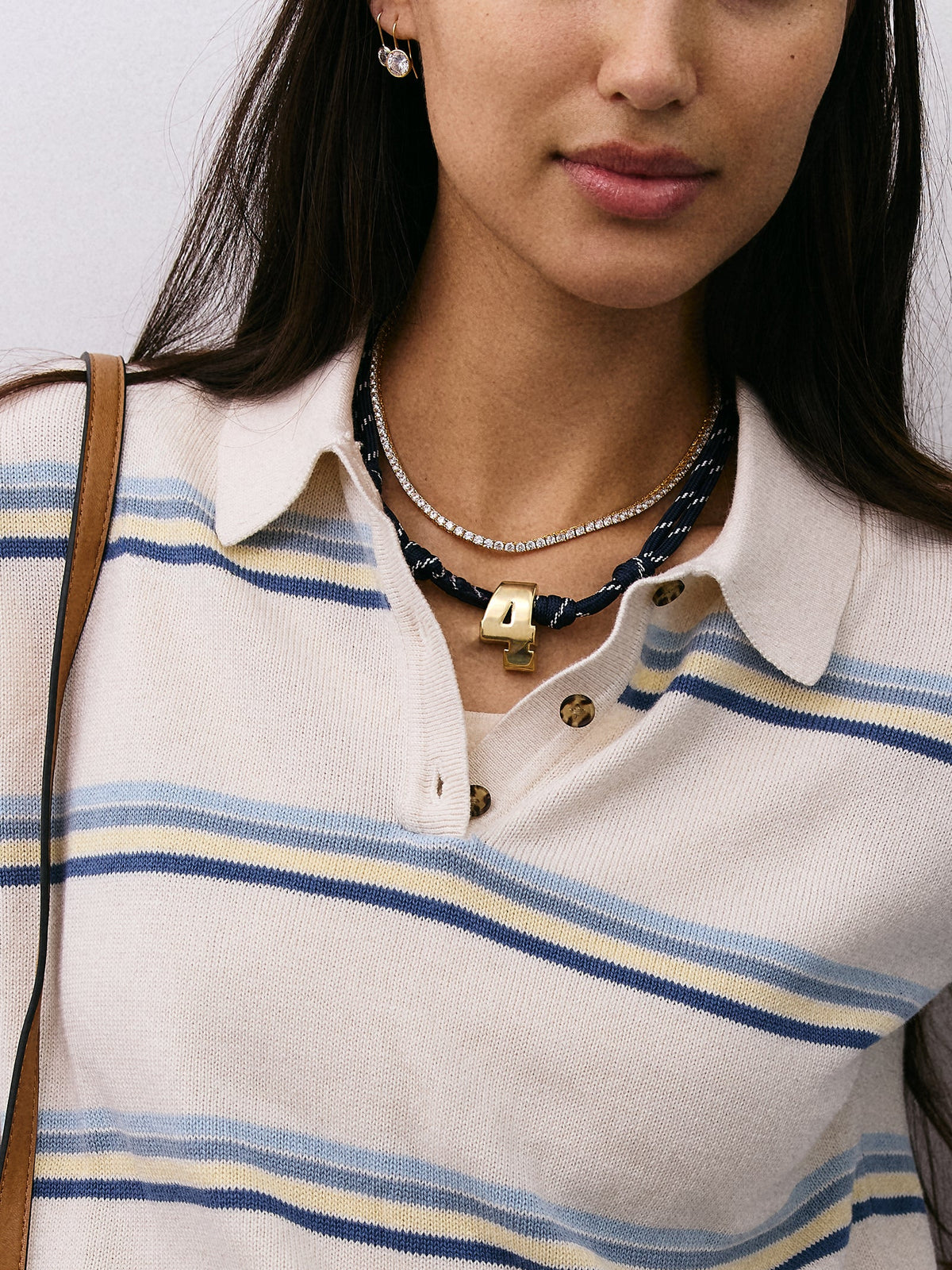 Knotty Varsity Custom Necklace - Navy Single Digit