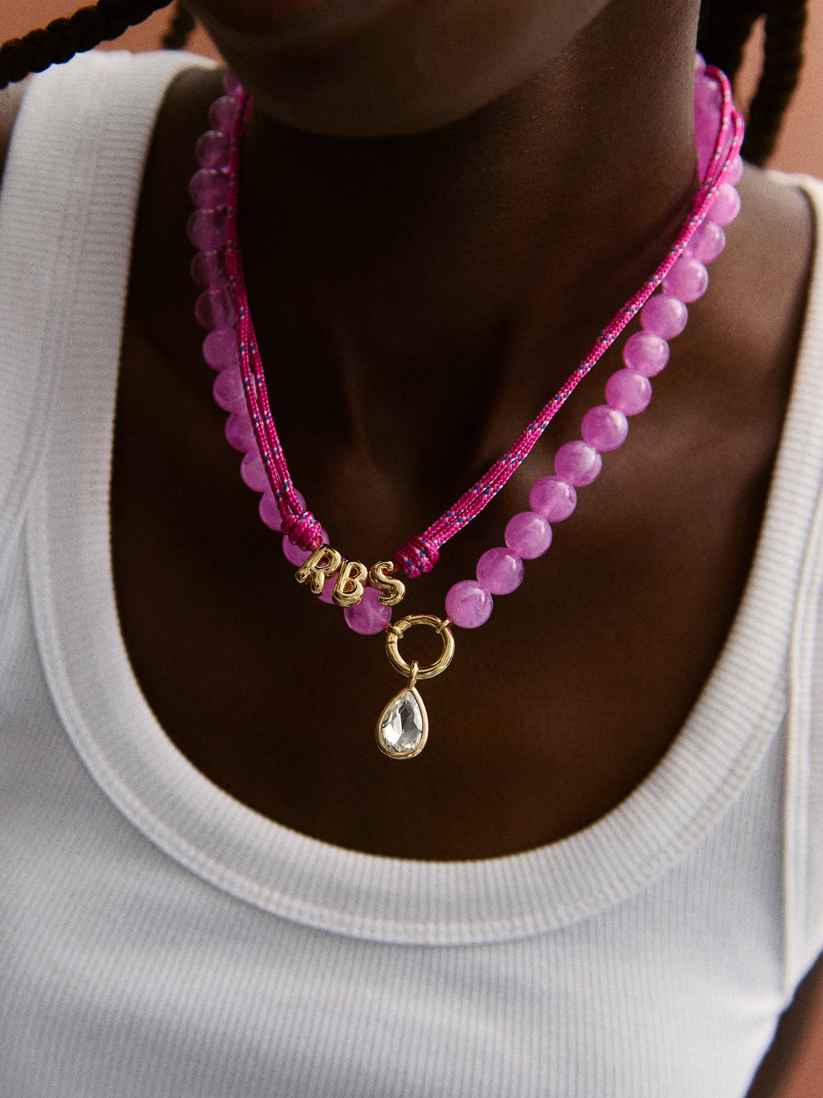 Bubble Letter Custom Paracord Necklace - Hot Pink