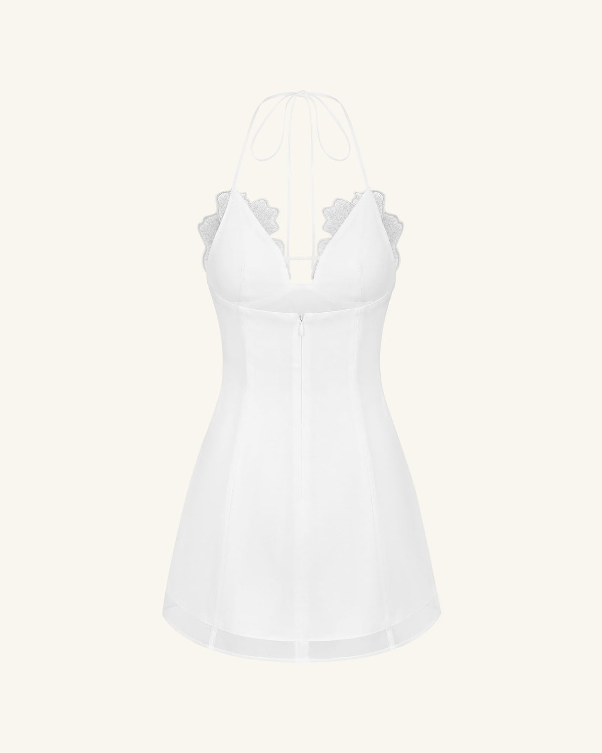 Flower Embroidered Mini Dress - White