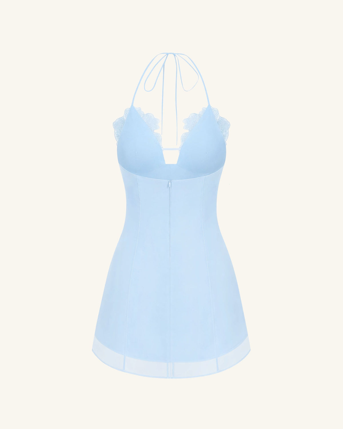 Flower Embroidered Mini Dress - Blue