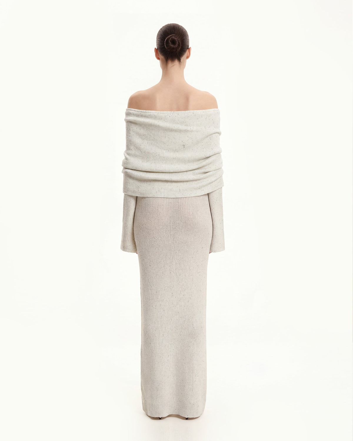 Knit Off-Shoulder Maxi Dress - Cream