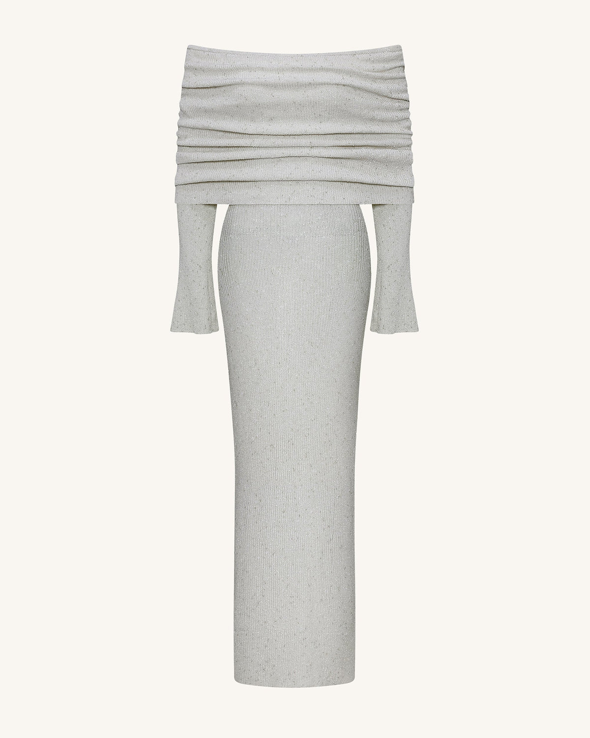 Knit Off-Shoulder Maxi Dress - Cream