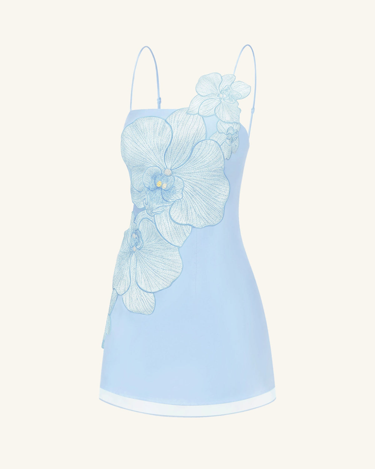 Orchid Appliqué Mini Dress - Blue