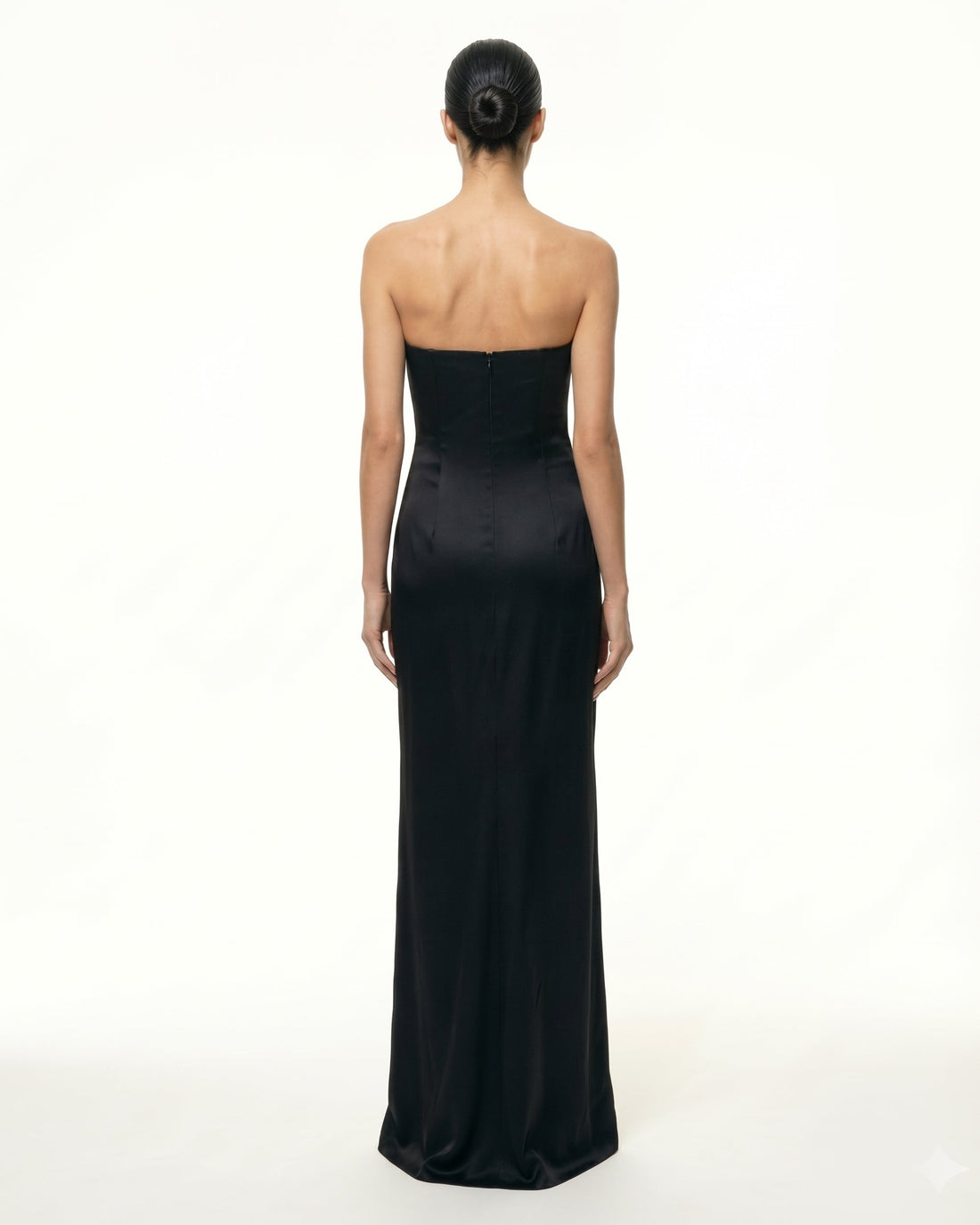 Iris Floral-Appliqué Strapless Maxi Dress - Black