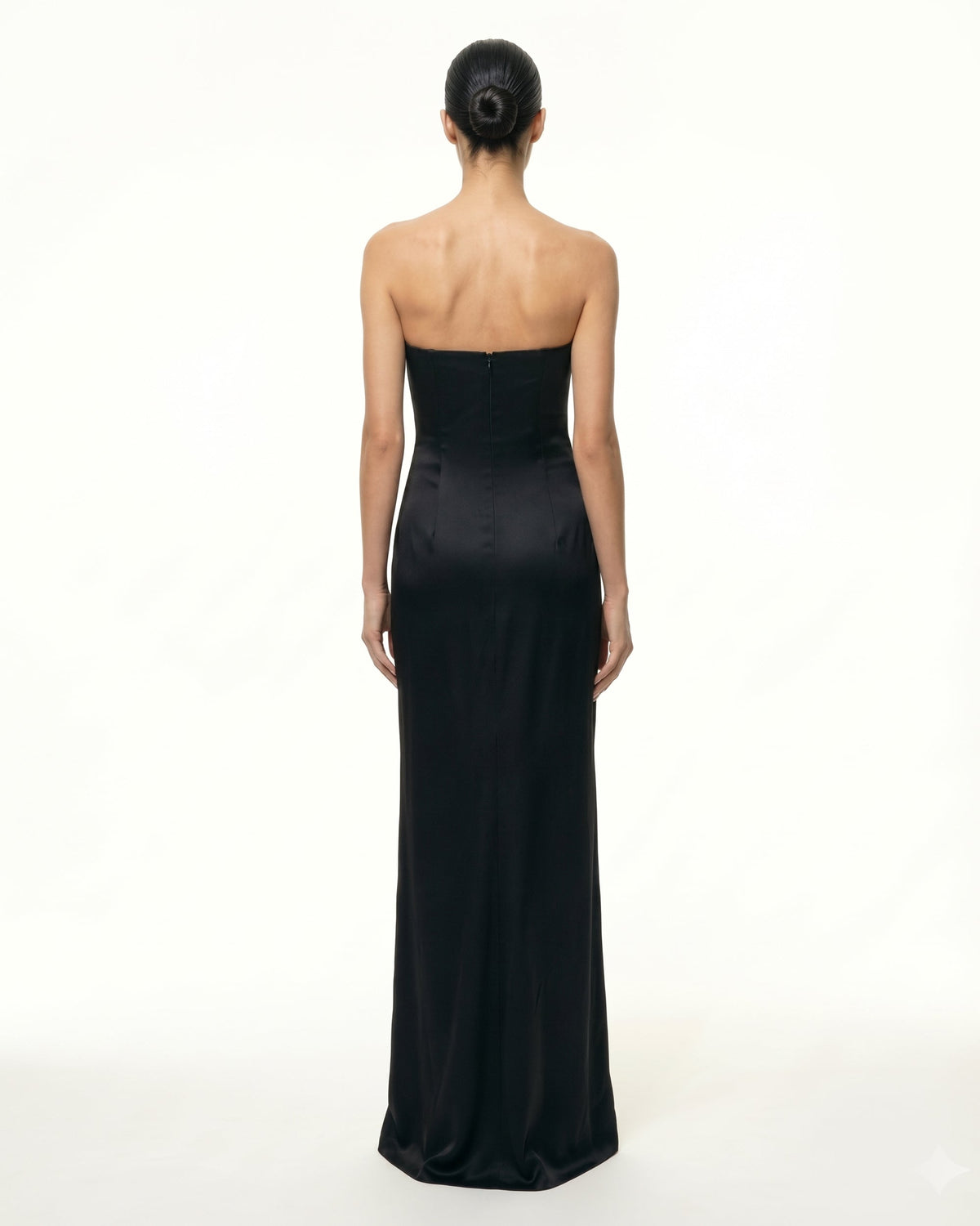 Iris Floral-Appliqué Strapless Maxi Dress - Black