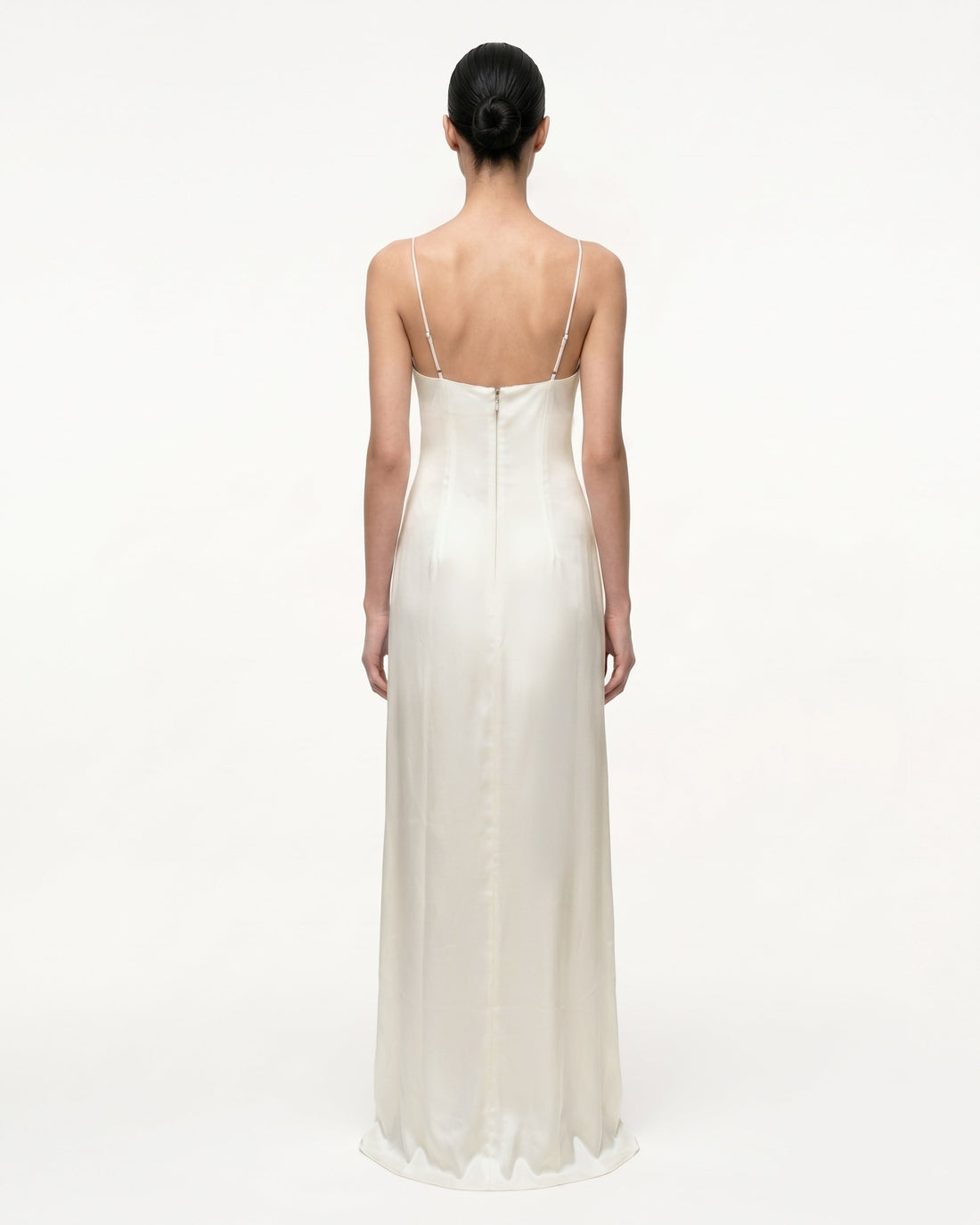 Iris Motif Satin Slip Gown - White