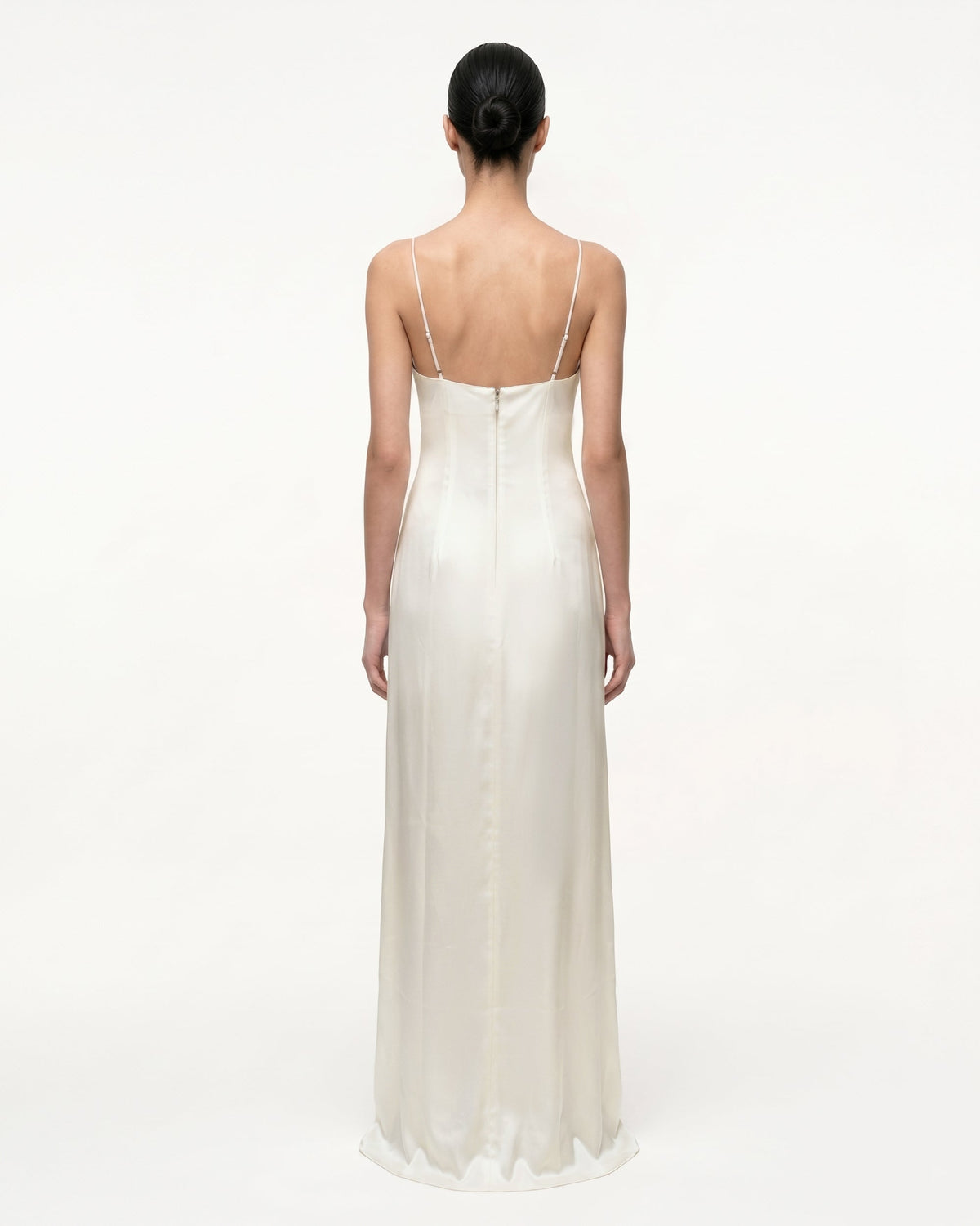 Iris Motif Satin Slip Gown - White
