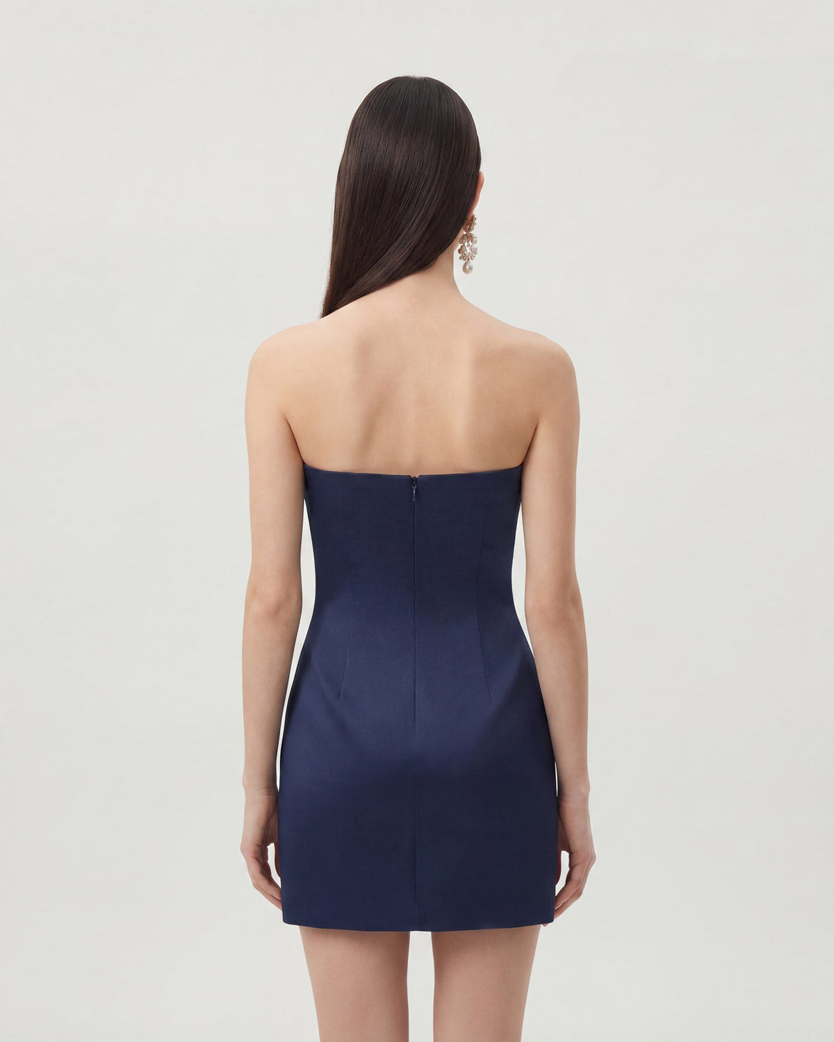 Floral Printed Mini Dress - Navy blue