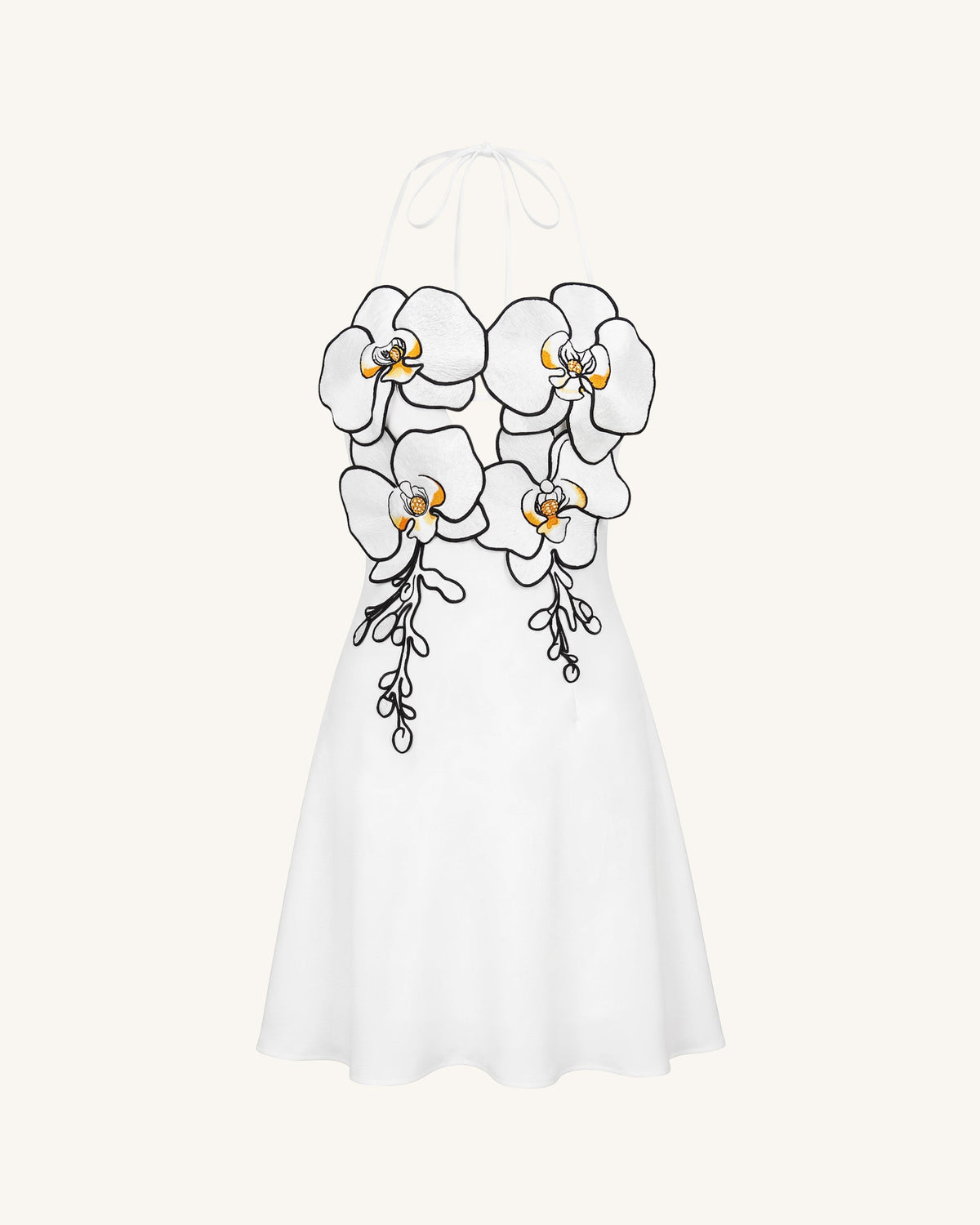 Orchid Embroidered Halter Mini Dress - White