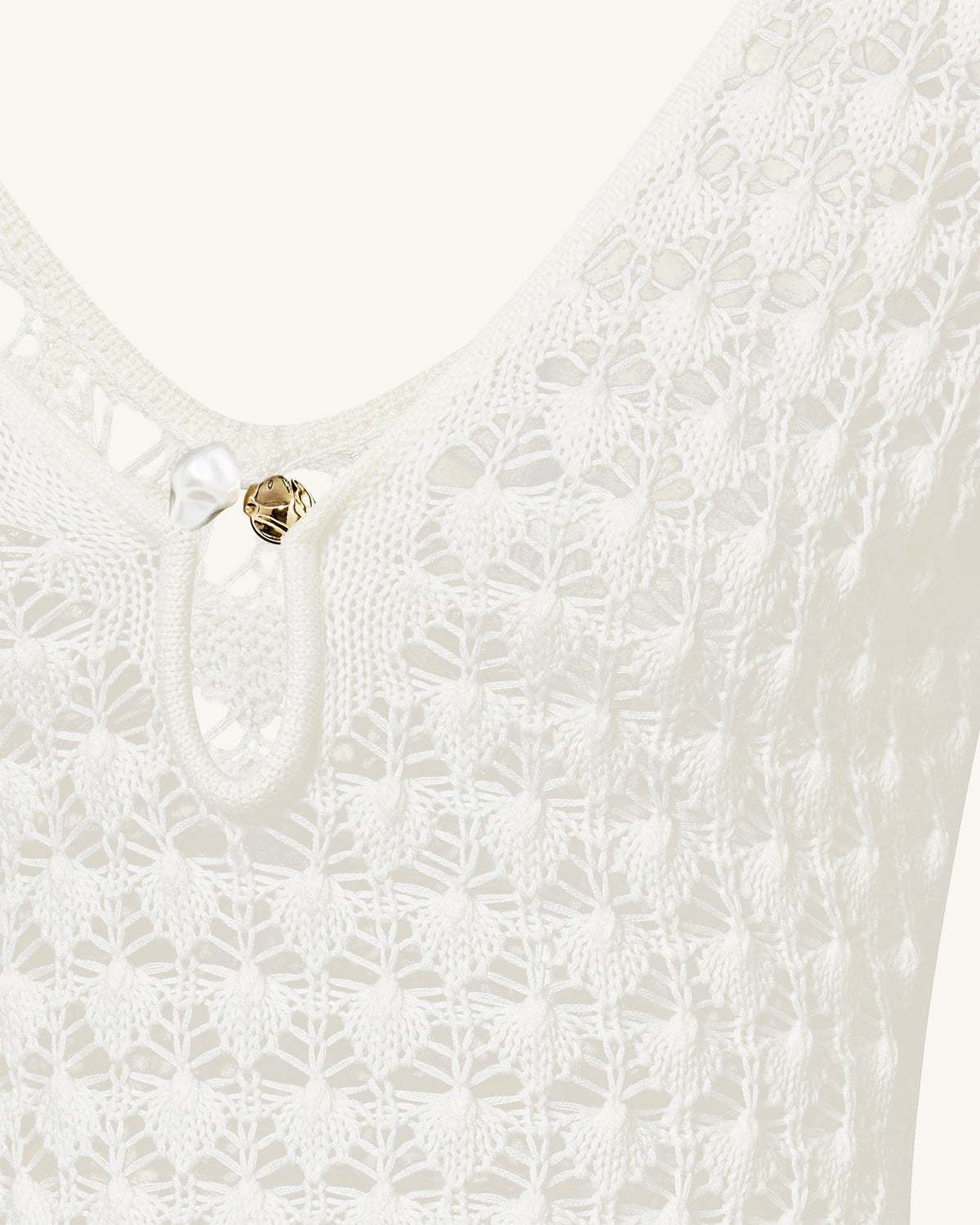 Pointelle Knit Keyhole Mini Dress - White