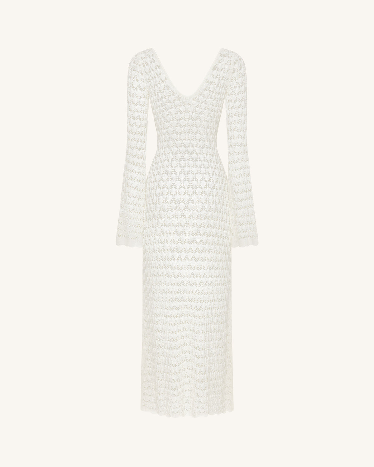 Pointelle Knit Keyhole Maxi Dress - White