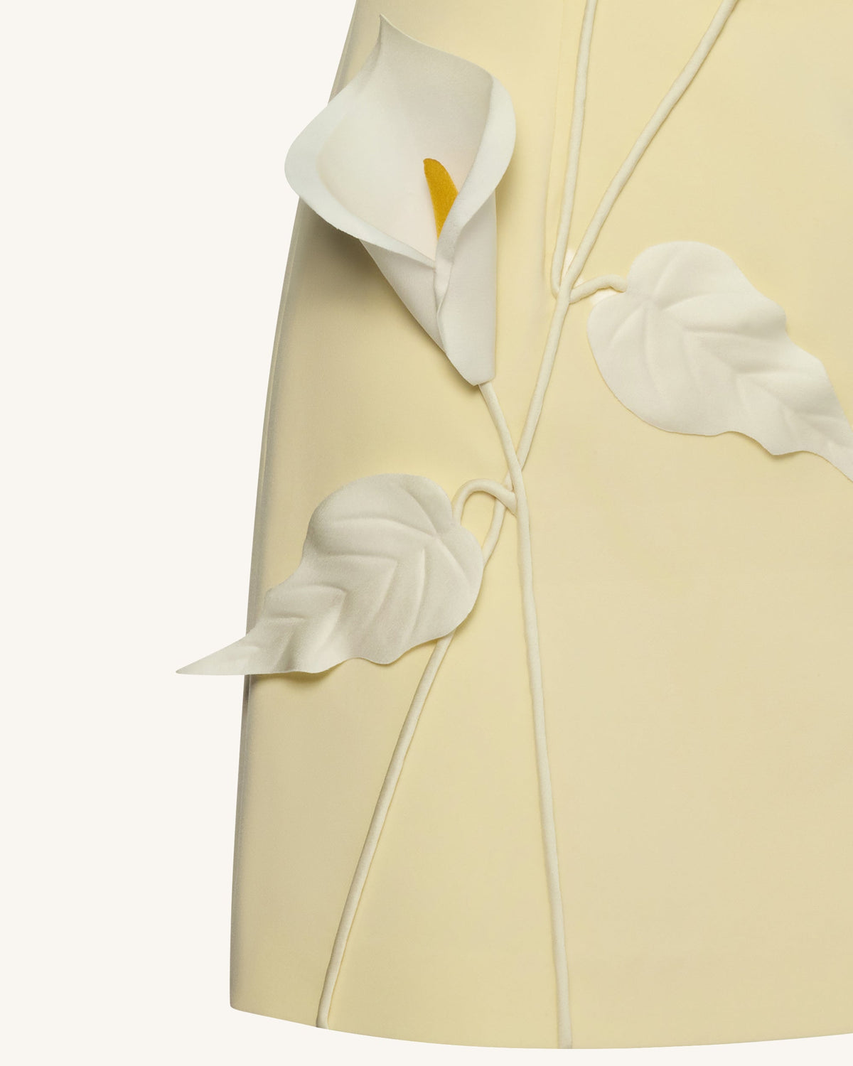 Strapless Floral Appliqué Dress - Yellow