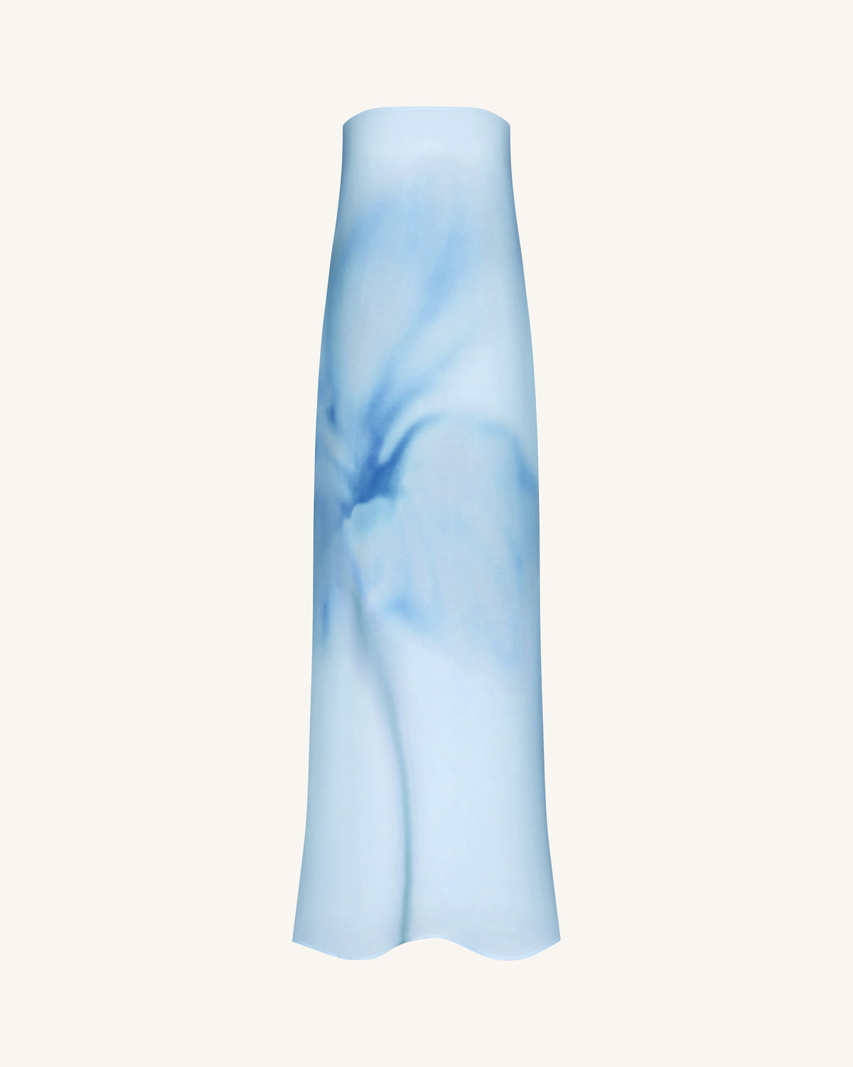 Watercolor Floral Print Strapless Maxi Dress - Blue