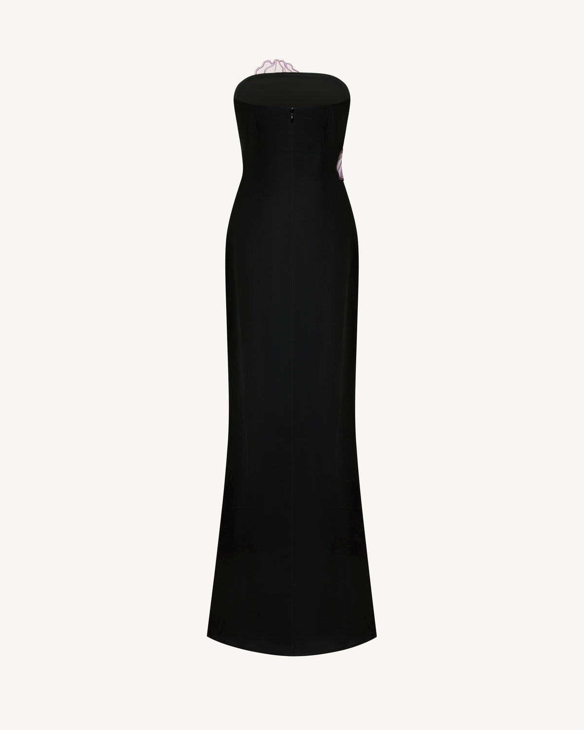 Iris Floral-Appliqué Strapless Maxi Dress - Black