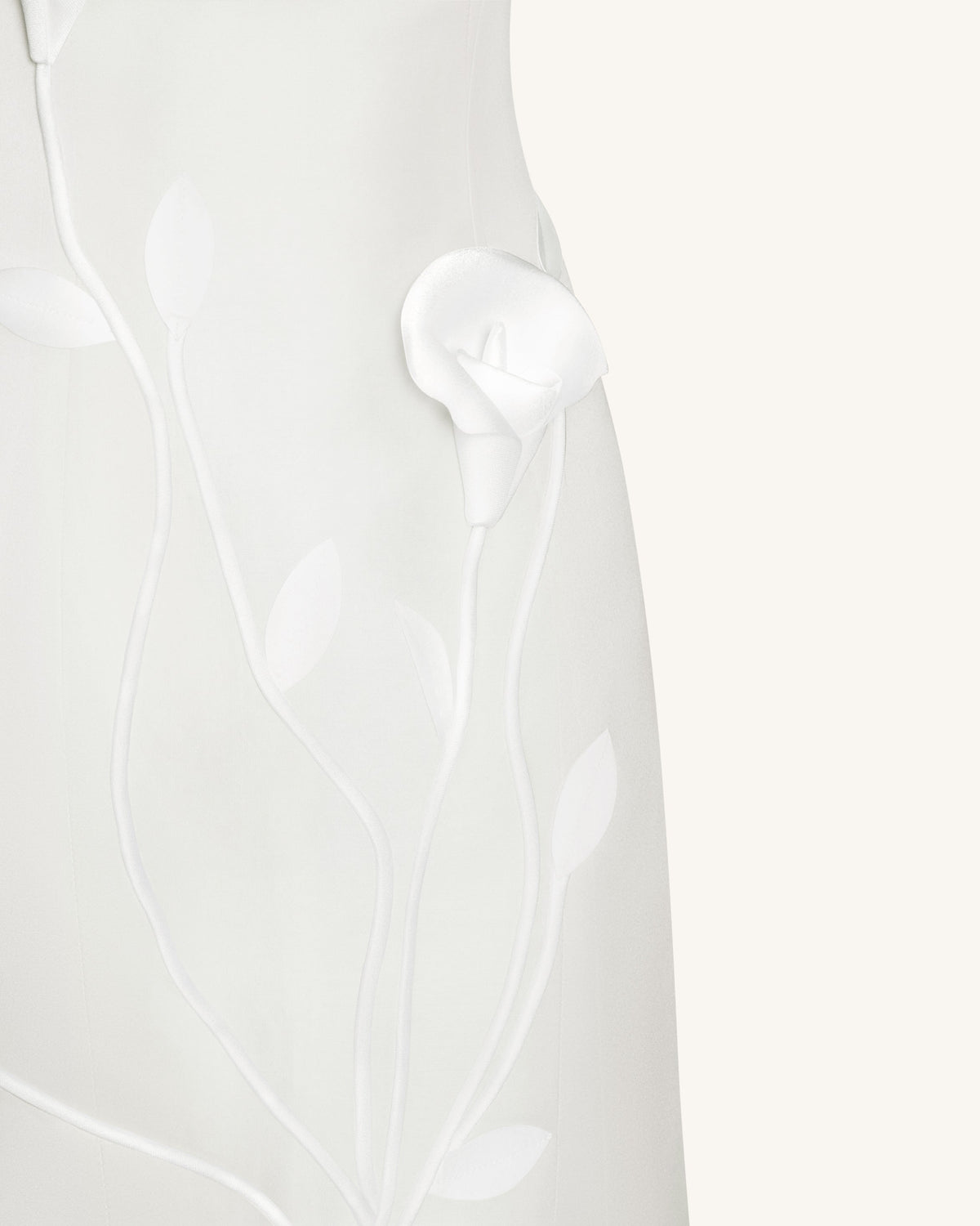 Strapless Floral Polyester Dress - White