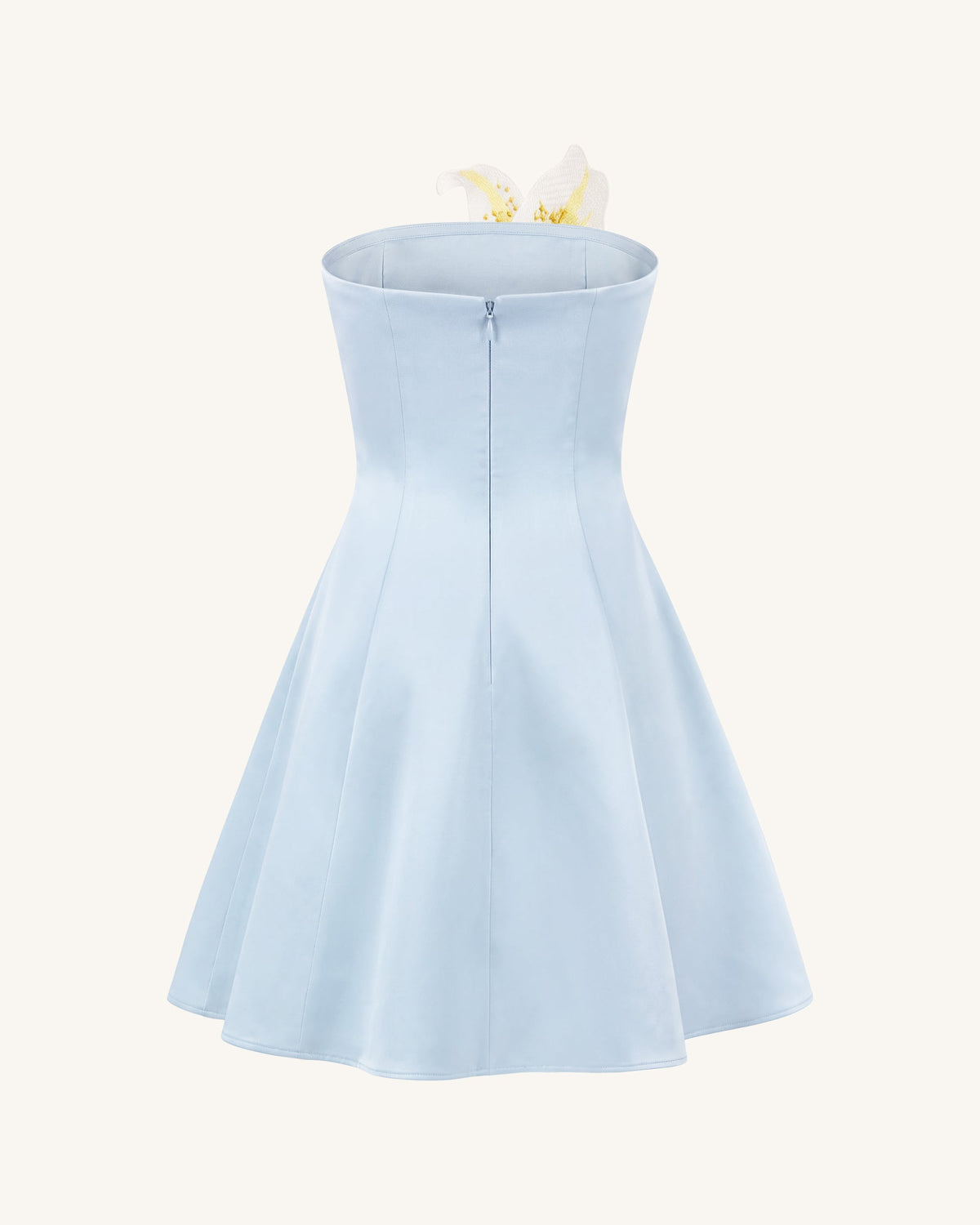 Lily Floral Print Strapless A-Line Mini Dress - Light Blue