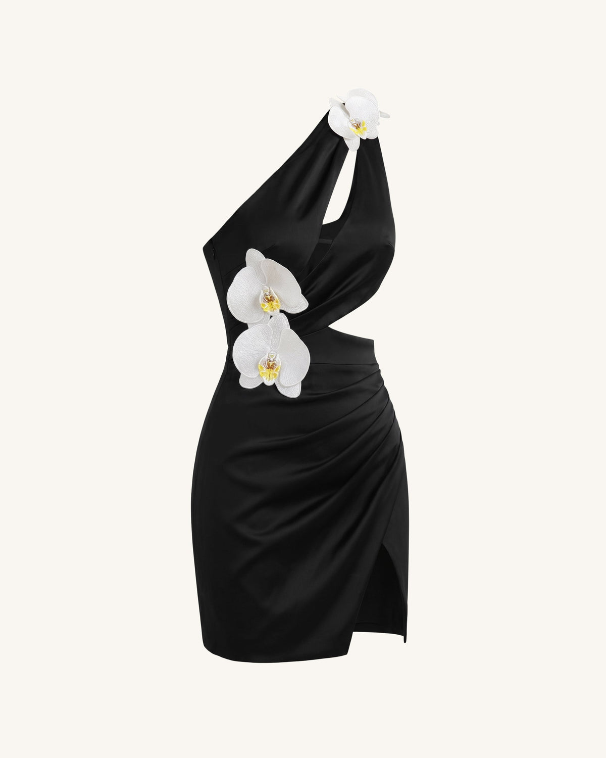 Orchid Embellished Cutout Mini Dress - Black