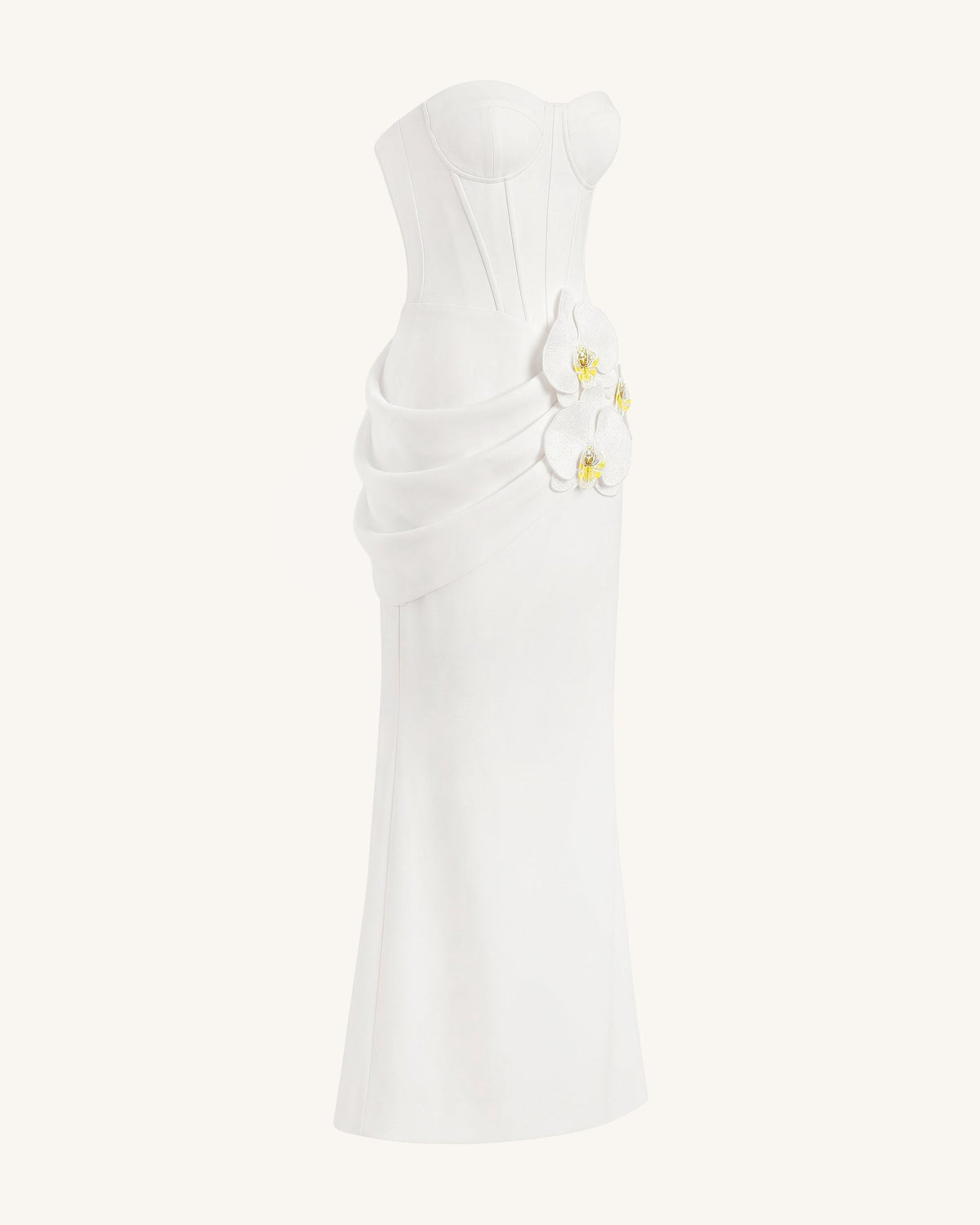 Orchid Embellished Corset Maxi Dress - White