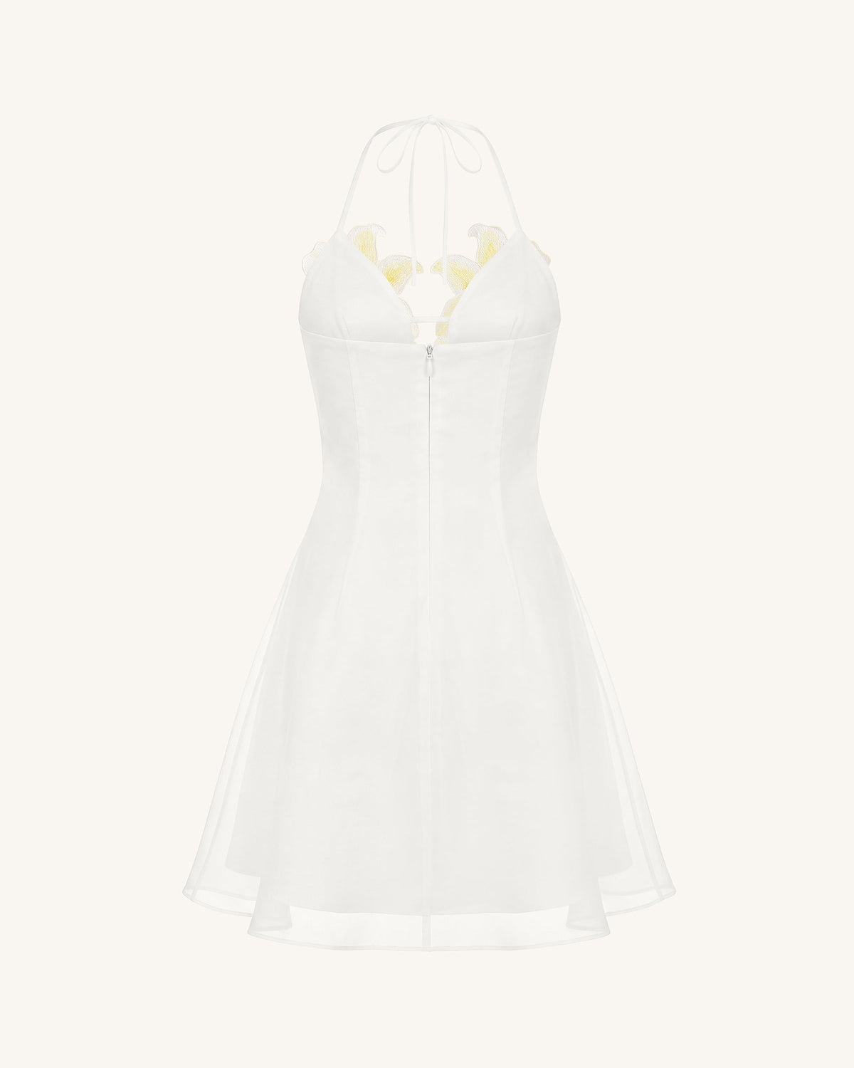 Lily-Embroidered Halter Mini Dress - White