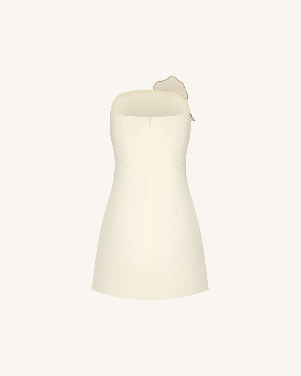 Slipper Orchid Appliqué Mini Dress - Ivory/Peach Pink