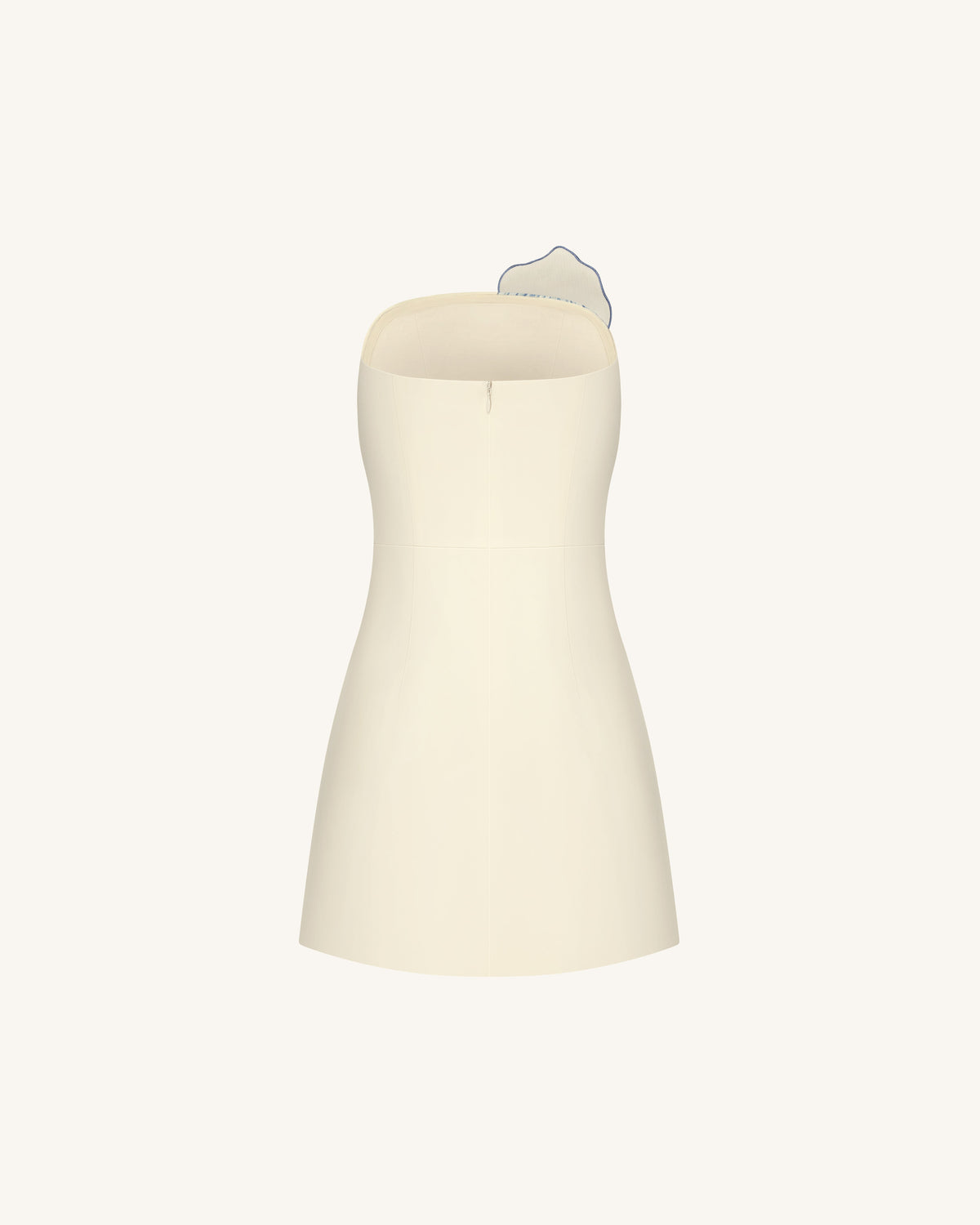 Slipper Orchid Appliqué Mini Dress - Ivory/Blue