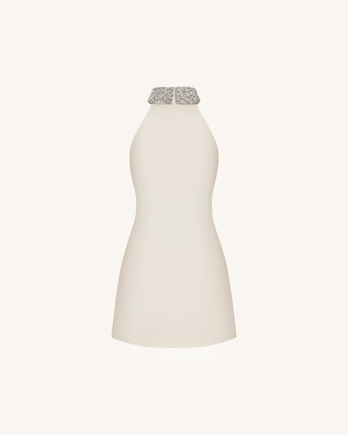Jeweled Halter Iris Motif Dress - Ivory/Pink