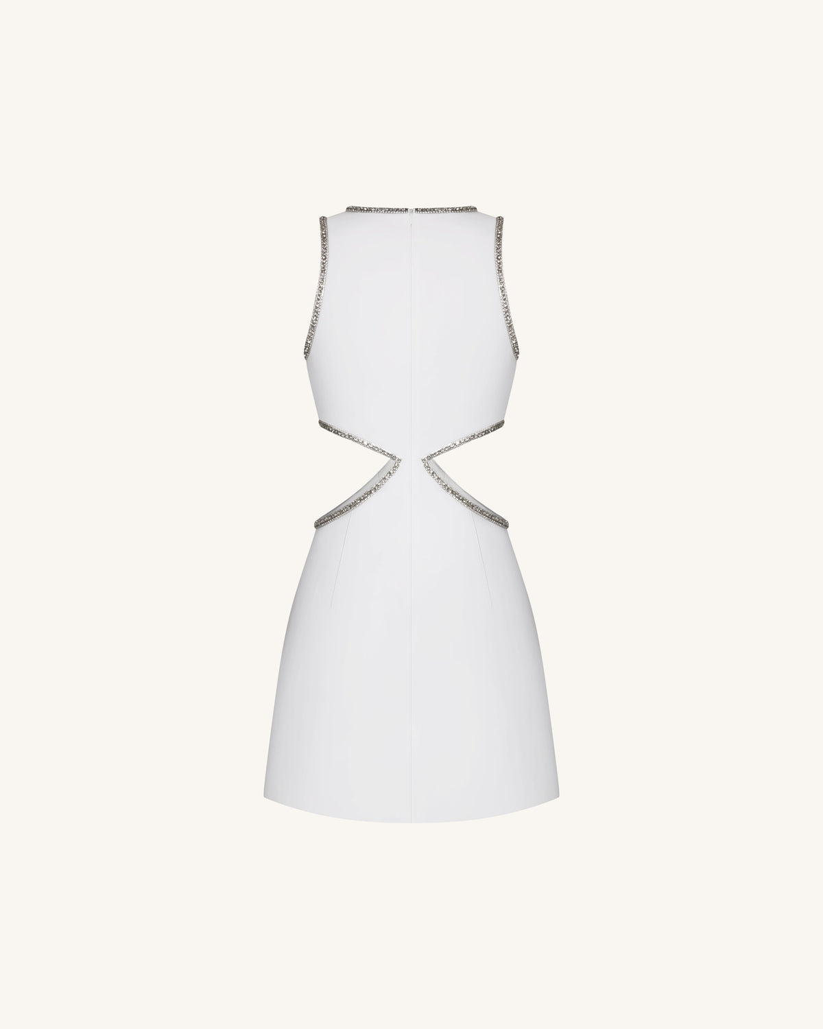Beaded Trim Floral Mini Dress - White