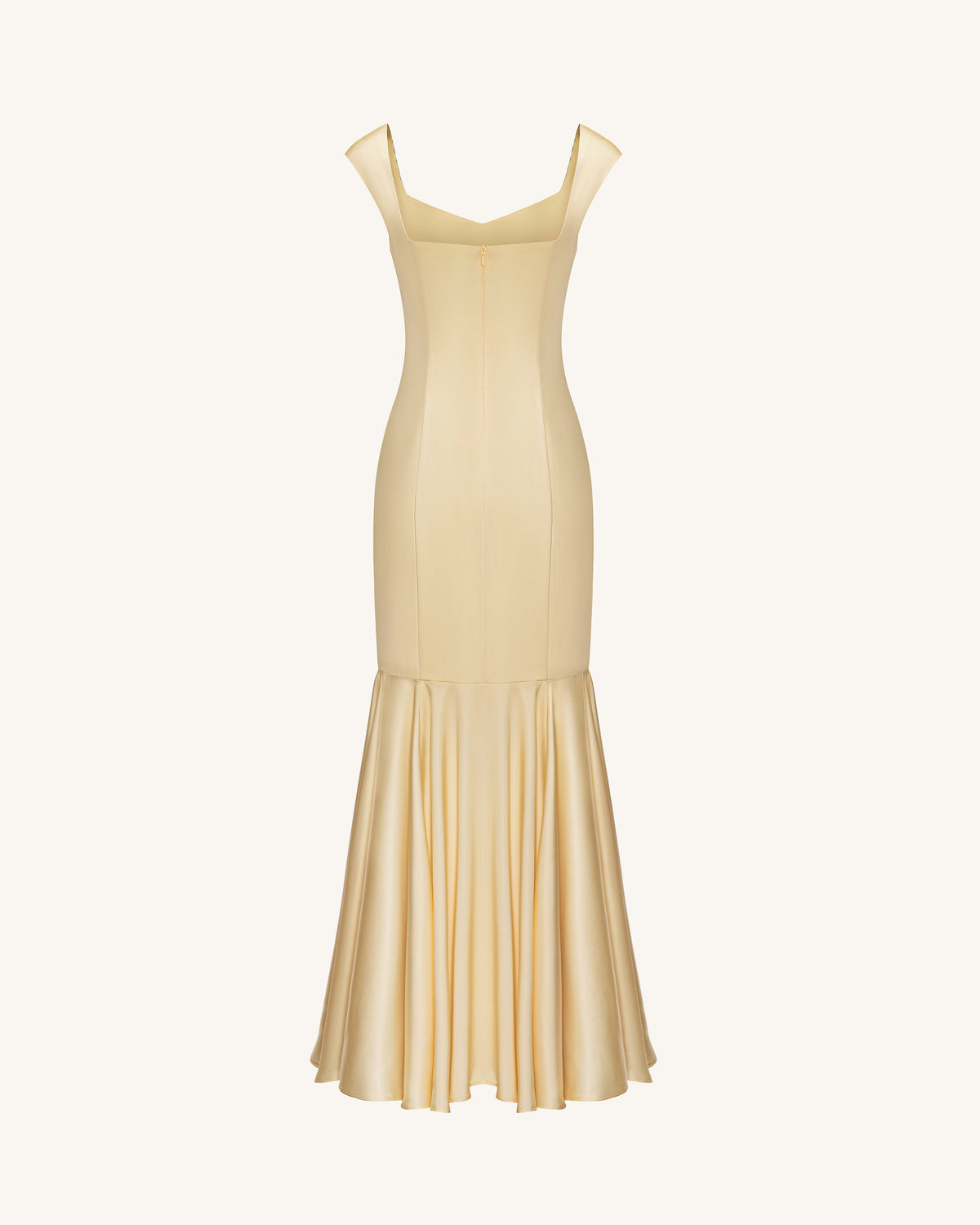 Iris Print Satin Mermaid Maxi Dress - Soft Yellow