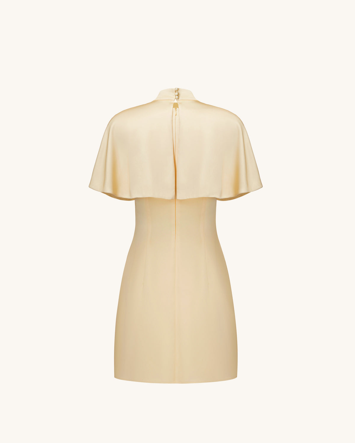Iris Print Cape Overlay Mini Dress - Soft Yellow