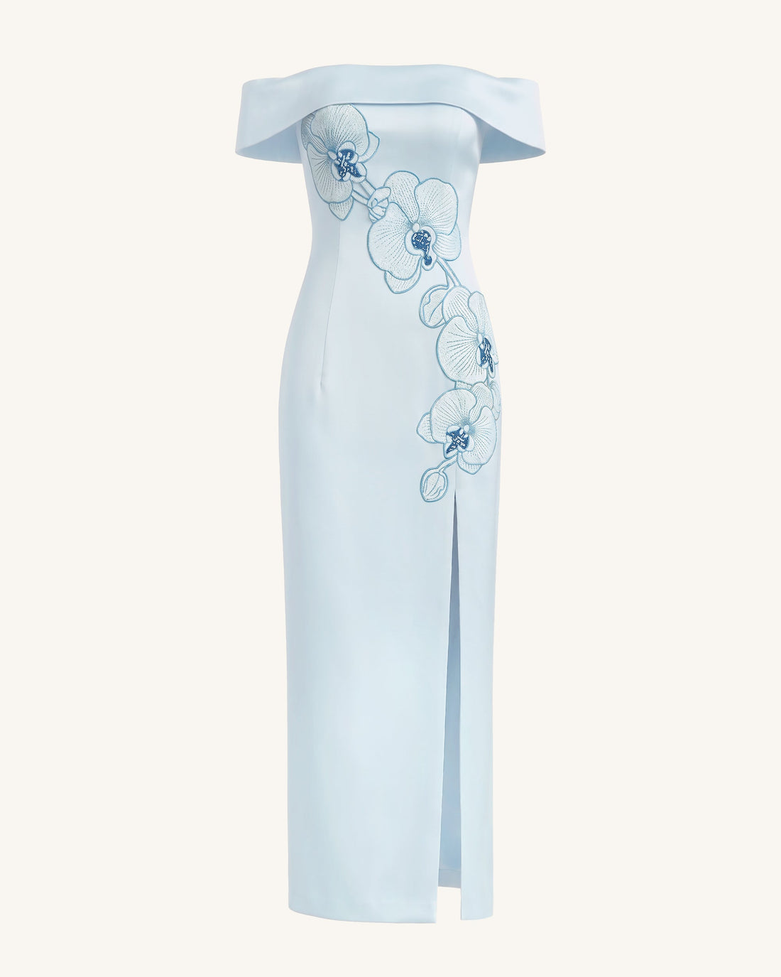 Orchid Embroidered Off-Shoulder Maxi Dress - Blue