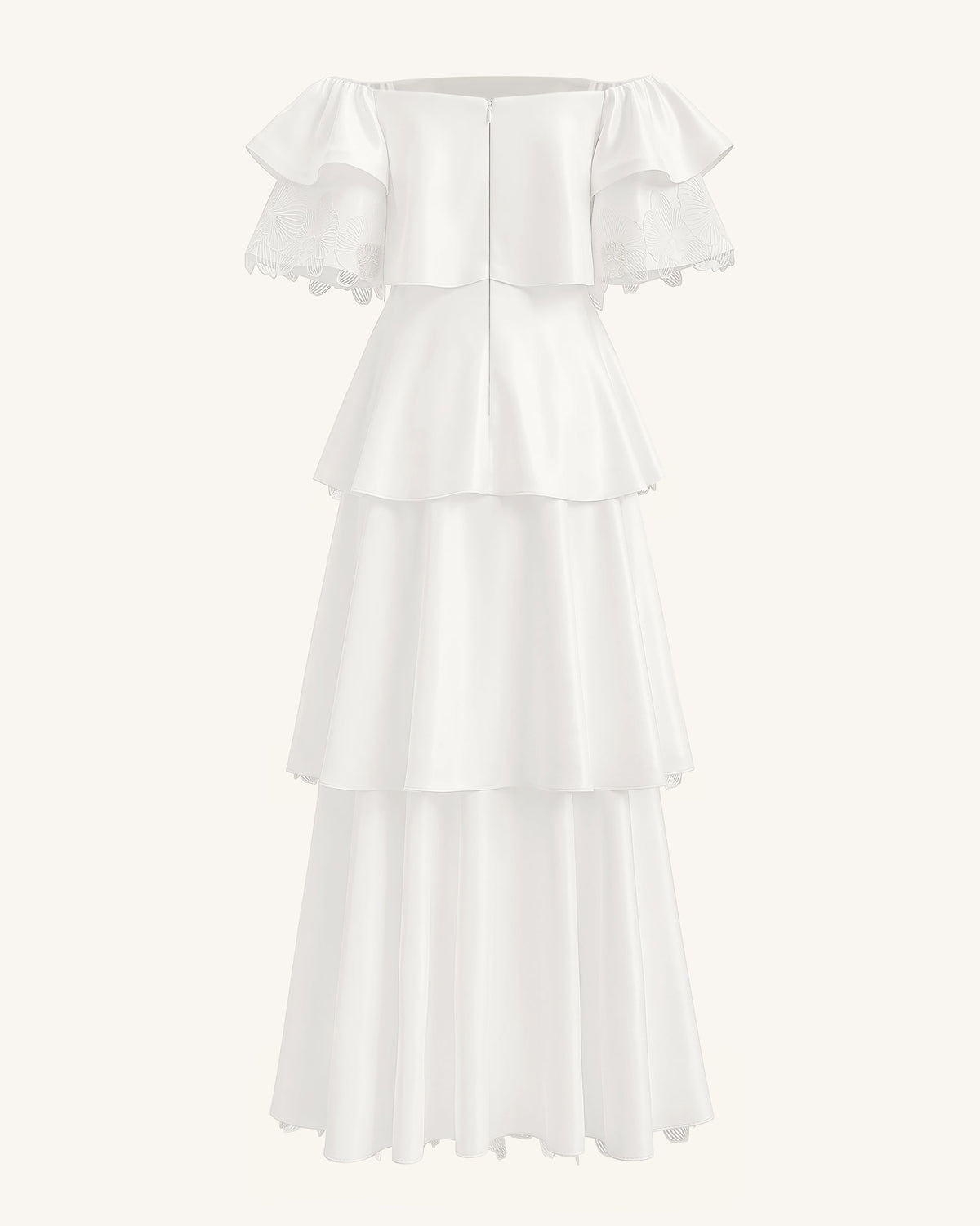 Orchid Embroidered Tiered Off-Shoulder Maxi Dress - White