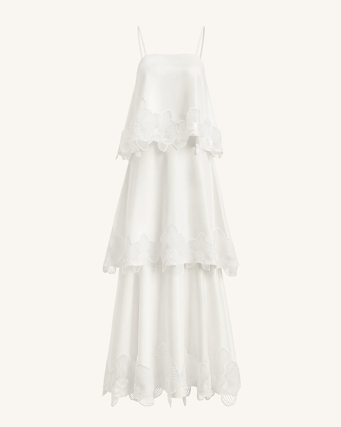 Orchid Embroidered Tiered Maxi Dress - White