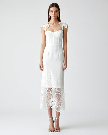 Orchid Embroidered Corset Dress - White