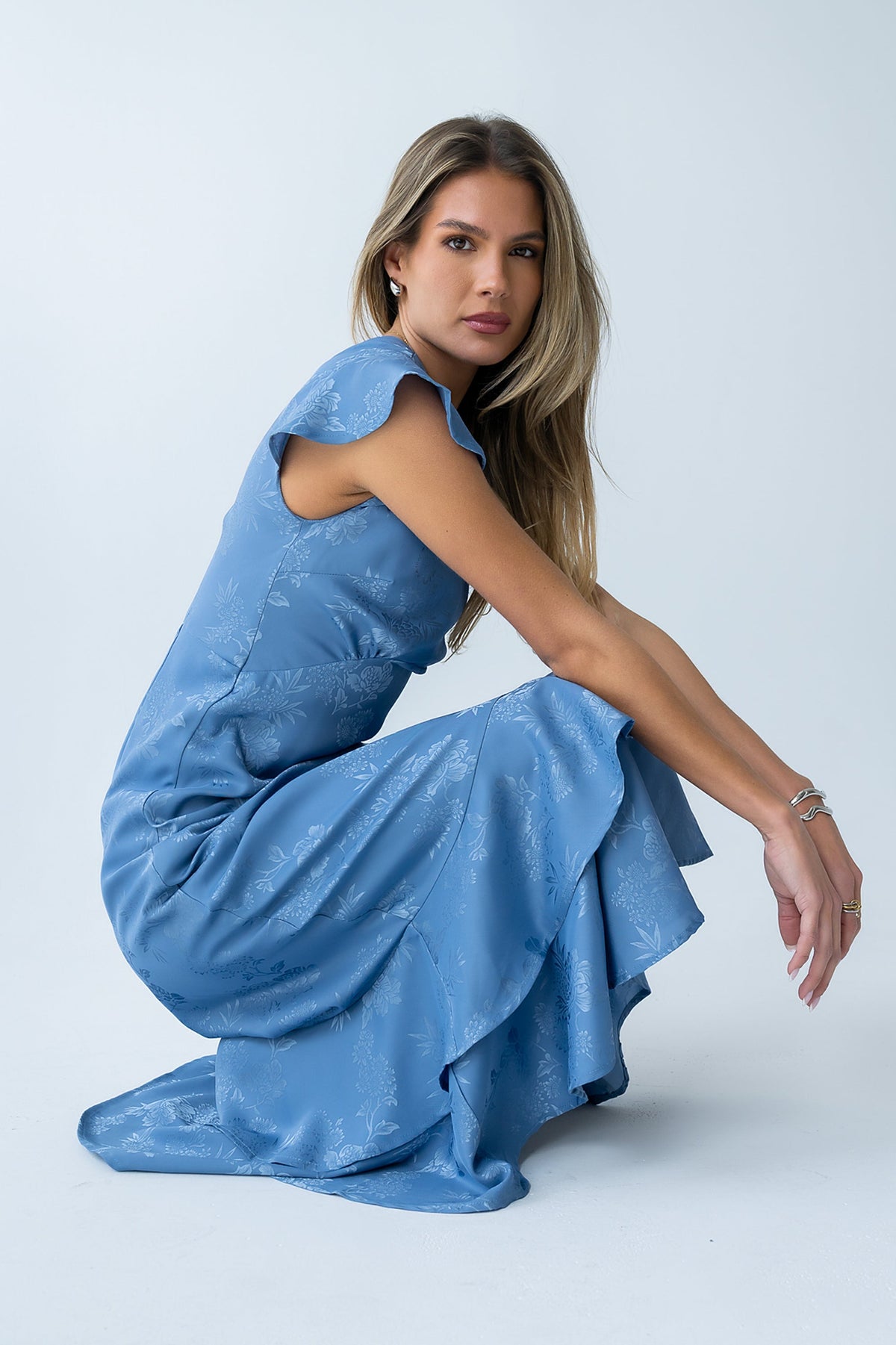 Azure Garden Floral Maxi Dress