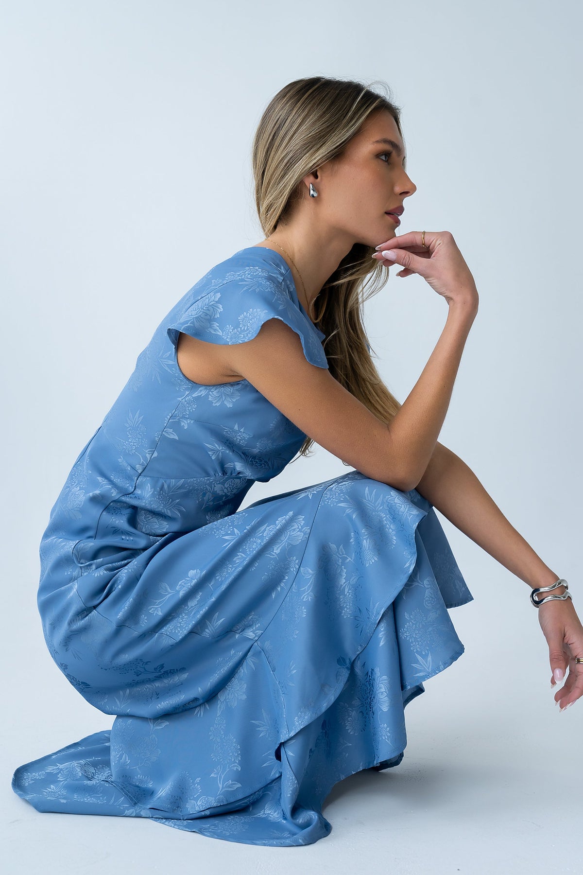 Azure Garden Floral Maxi Dress