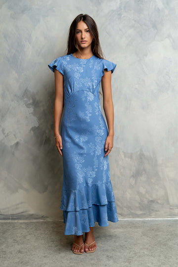 Azure Garden Floral Maxi Dress