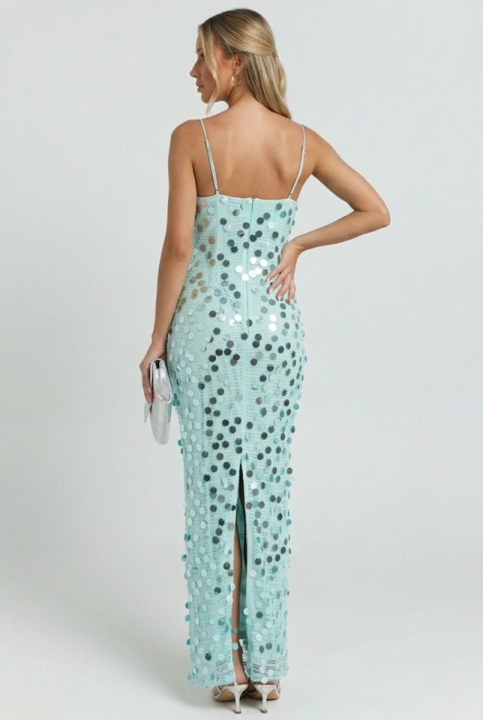 Sea Glass Sequin Maxi Dress