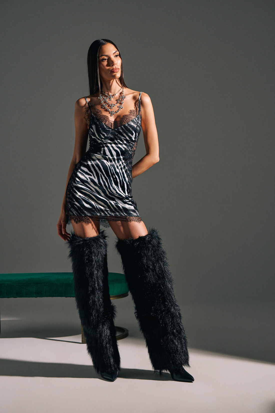 Show Us What You Got Satin Mini Dress In Zebra Print