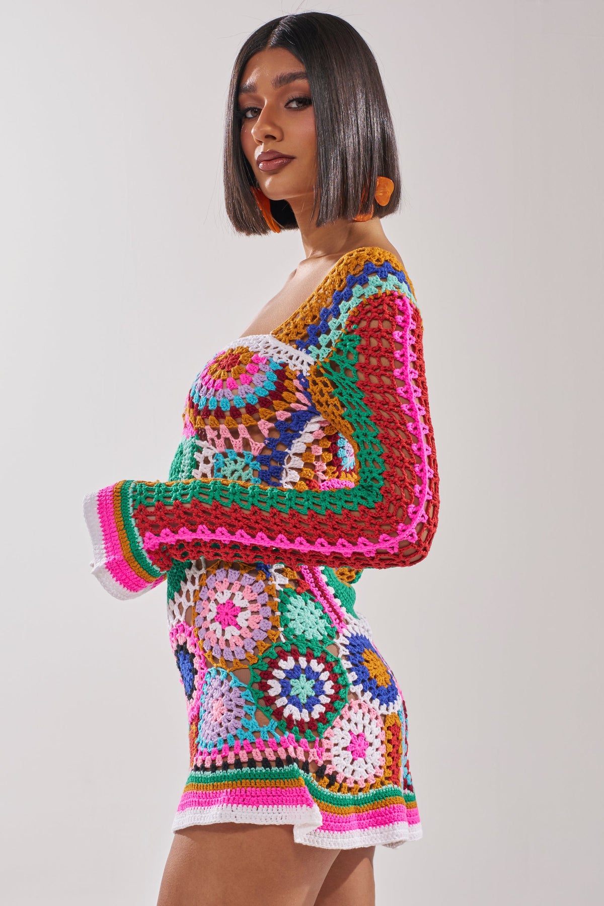 Crochet All Day Colorblock Mini Dress