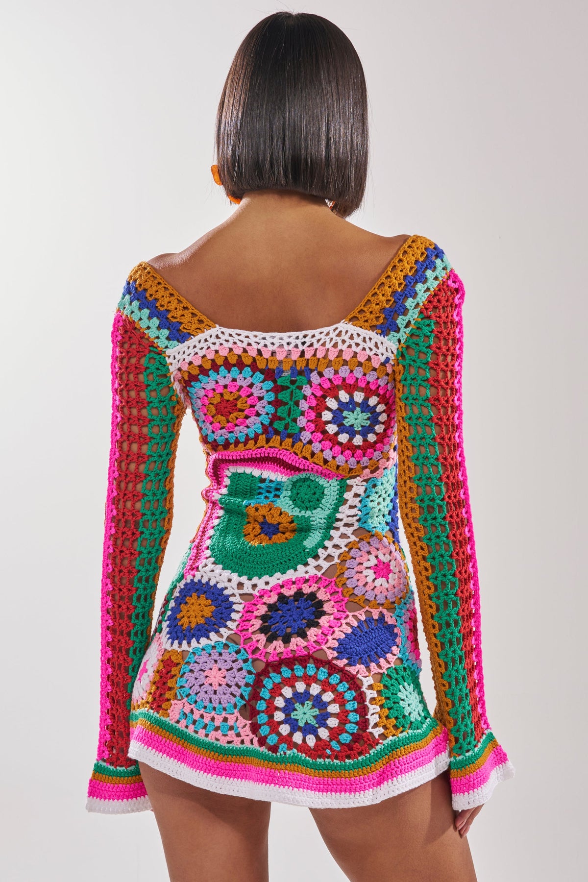Crochet All Day Colorblock Mini Dress